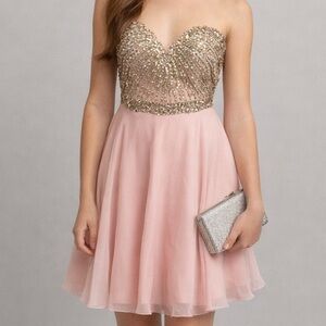 SPARKLE Pink Short Beaded Prom Formal Dress size 10